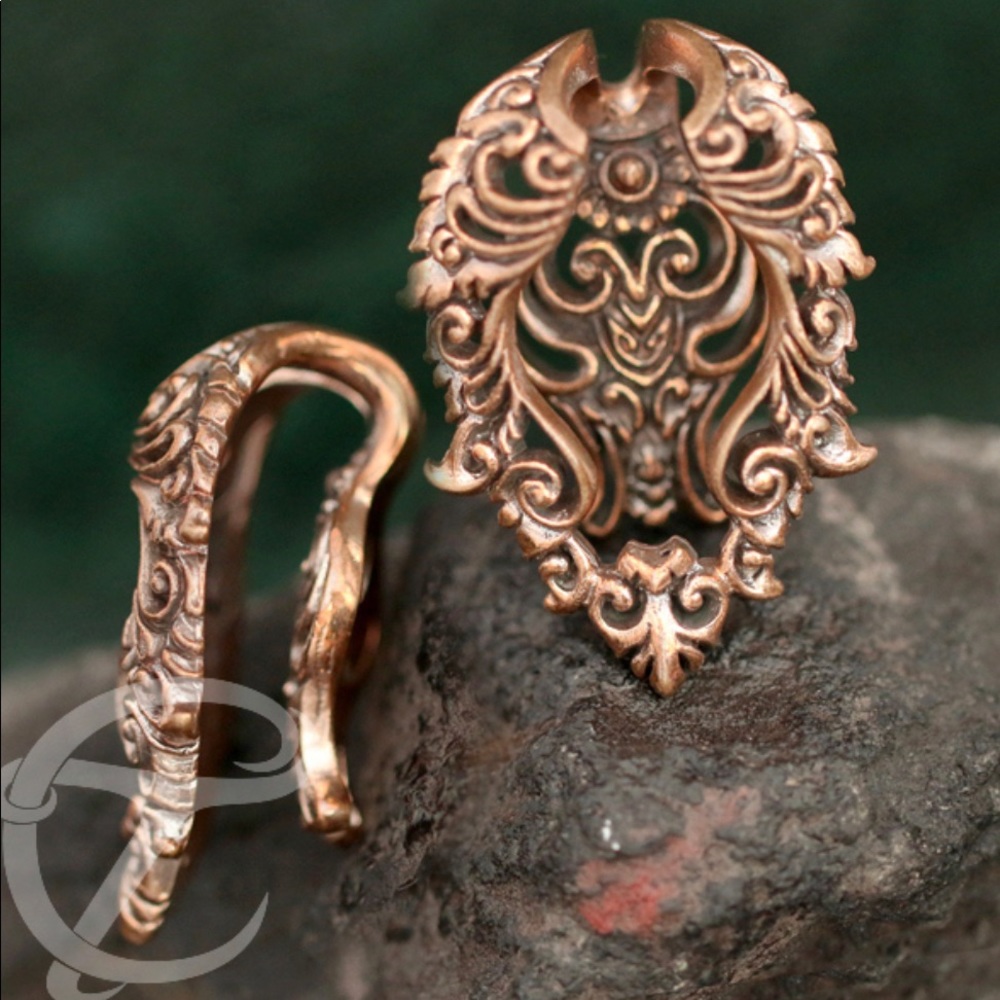 Rosebronze filigree ear weights